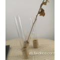 Jarrón de flores de tubo de ensayo de vidrio transparente